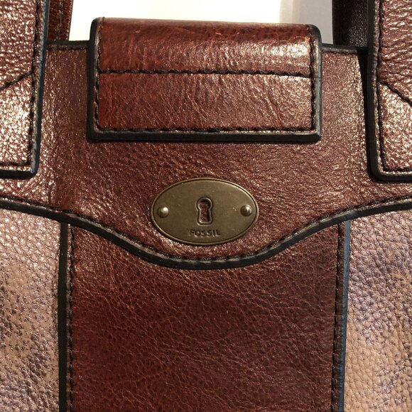 Fossil Long Live Vintage 1954 Bag/Satchel in brown/pewter - Picture 8 of 12